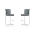 Manhattan Comfort Element 29" Faux Leather Bar Stool in Graphite and Polished Chrome (Set of 2) 2-BS010-GP